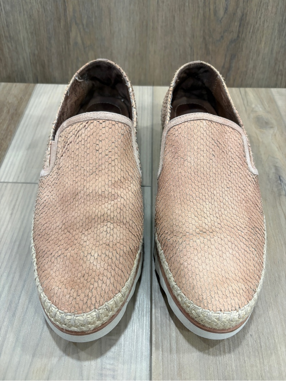 Donald Pliner Millie Slip-On Platform Loafer Textured Mauve Light Peach Pink 9.5